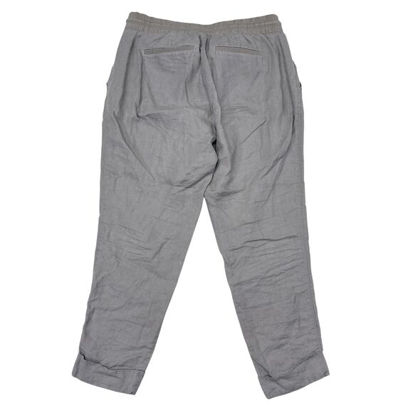 Athleta Bali Linen Ankle Pants Size 6 Gray Elastic Waist Athleisure Casual Light - Picture 3 of 11